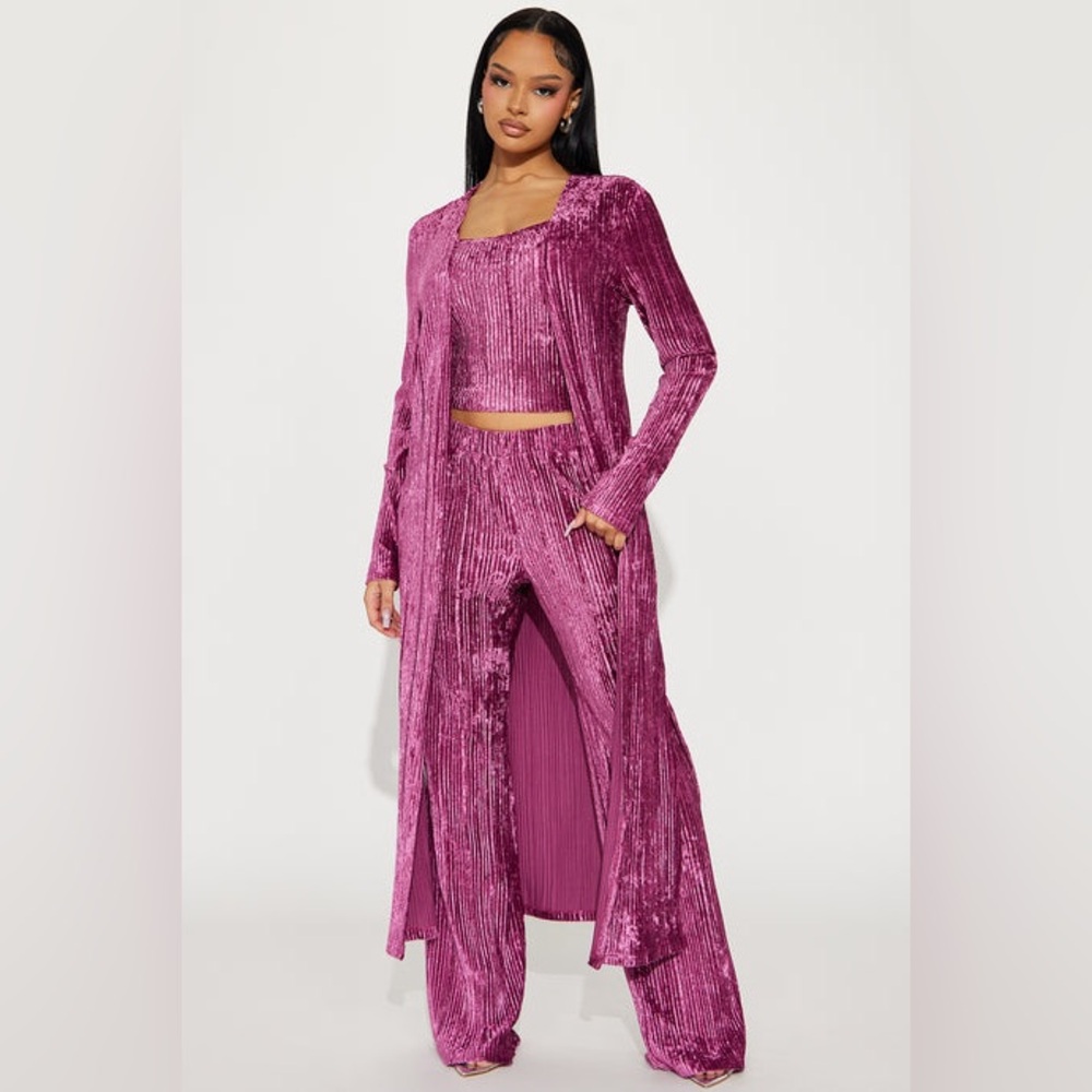 Pink Velvet Three-Piece Set